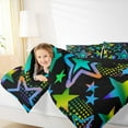 thumbnail image 5 of Feelyou Dreamy Stars Graffiti Bedding Comforter Set for Kids, Black Blue Cartoon Twin Comforter Sets, Fashion Love Heart Reversible Bedding Set, Ultra Soft Bedroom Decor, 2-Piece, 5 of 9