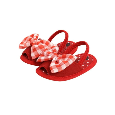 

Multitrust Baby Girls Summer Sandals Plaid Bowknot Open-Toe Elastic Sandals with Nonslip Soles for Toddlers 0-18 Months