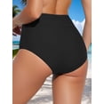 thumbnail image 3 of FEOYA Bikini Bottoms for Women Tummy Control Ladies High Waisted Swim Shorts Full Coverage Bathing Suit with Pockets Summer Swimwear for Gym Swimming Active Yoya L Black, 3 of 7