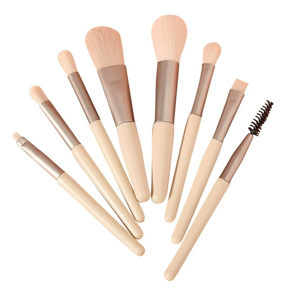 Fiudx Mini Juego de Brochas de Maquillaje, 8 Brochas de Viaje Portátiles, Brochas Versátiles para Sombras de Ojos y Rubor, Aplicadores de Maquillaje de Fibra Suave, Rutina de Belleza Diaria, Glamour