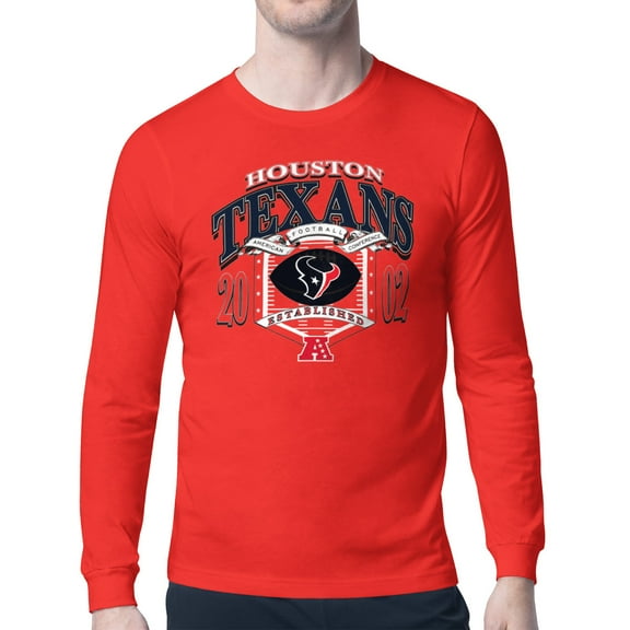 Men's Starter Red Houston Texans Retro Long Sleeve Graphic T-Shirt