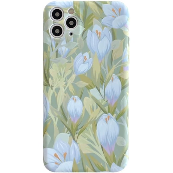 Beautiful Tulip Flowers Green Soft Phone Case Compatible with iPhone Case (Green,iPhone 14)