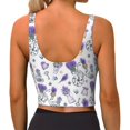 thumbnail image 3 of Haiem Lavender Bicycle Pattern Womens Sports Bra - U Neck Padded Low Impact Yoga Bra Workout Crop Top Gym Moisture-Wicking Workout Vest -Small, 3 of 9