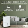 thumbnail image 6 of Shinco 120pt Energy Star Dehumidifier in White for  6000 sq ft - Portable, Automatic Defrost, Timer, 6 of 7
