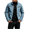 thumbnail image 2 of WIZUTIZ Men's Workwear Jacket Solid Color Long Sleeve Stand Collar Zipper Cotton Casual Outer Coat for Outdoor Daily All-Season Wear Mens Fashion, 2 of 8