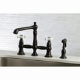 thumbnail image 4 of Kingston Brass KS7275PXBS English Country 8-Inch Bridge Kitchen Faucet with Sprayer, Oil Rubbed Bronze, 4 of 9