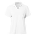 thumbnail image 3 of Women's V Neck Short Sleeve Tennis Tops - Lightweight Breathable Fabric, Zip Pocket, Loose Fit, Sun Protection, 3 of 4