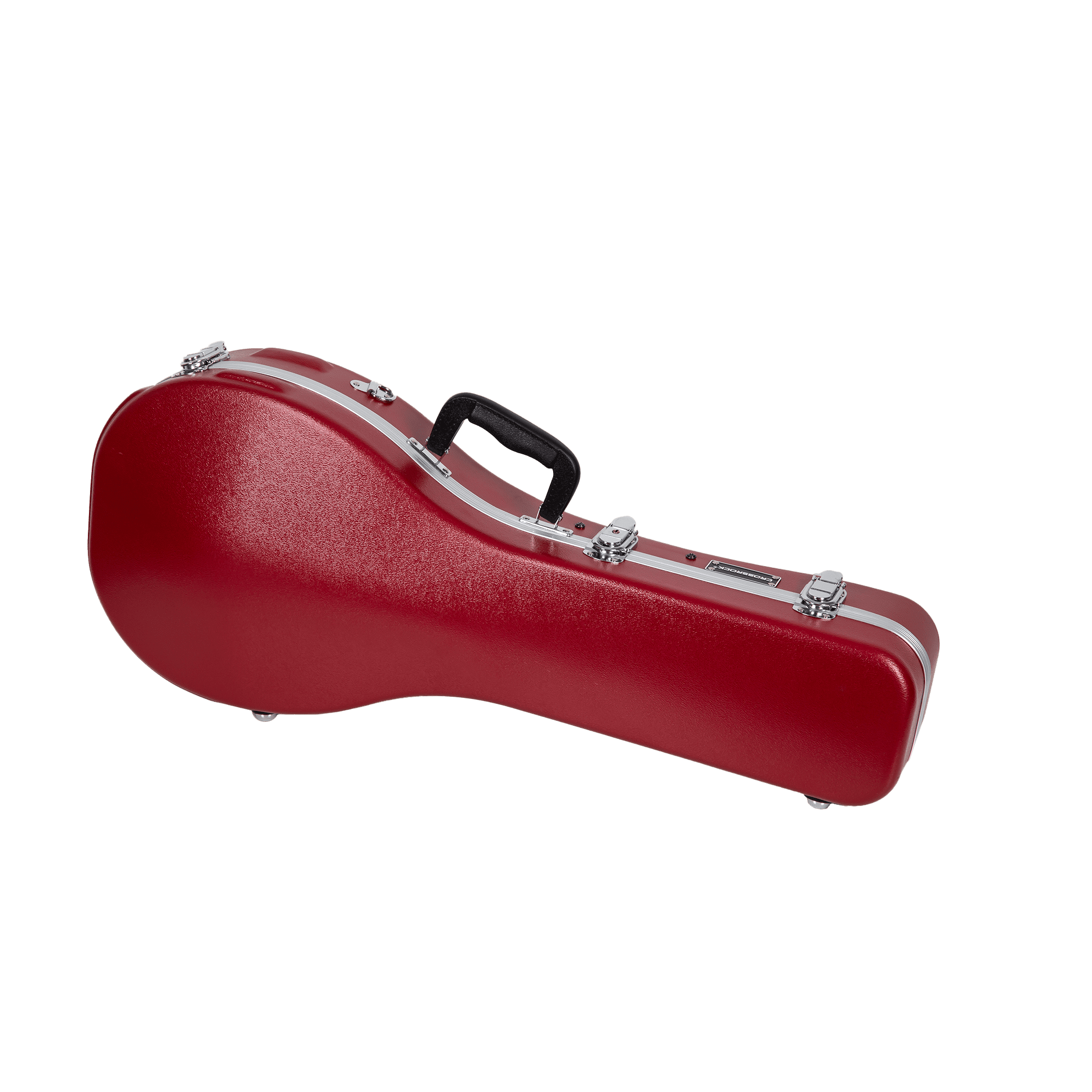 Crossrock A-style Mandolin Case | ABS Molded Hardshell with Security Lock, Metal Feet, and Detachable Straps-Red