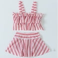 thumbnail image 3 of Mercatoo Girls Swimsuit 2Pcs Set Flounced Camisoles Tankini Swimwear and Short Skirt Outfit Kids Girls Beach Bathing Suits, 3 of 5