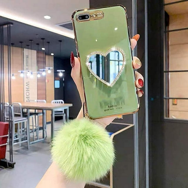 Makeup Mirror Mobile Phone Case, Luxurious Bling Heart-Shaped Mirror Phone Case(iPhone 12)
