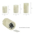 thumbnail image 3 of Lavish Home 3-Piece Lace Detailed Flameless LED Pillar Candles Set with Remote Control (Off-White), 3 of 8