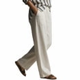 thumbnail image 4 of BUIGTTKLOP Cotton Linen Pants for Women,Work Dressy Pants Trousers with Pockets,High Waist Wide Leg Summer Comfy Pants, 4 of 6