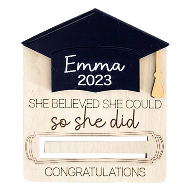 Xihbxyly Cartera de Madera para Graduación, Bandeja Personalizada para Dinero, Idea de Regalo Creativa, Decoración para Fiesta de Graduación, Portamonedas Único, Escuela Secundaria, Universidad, Enfe