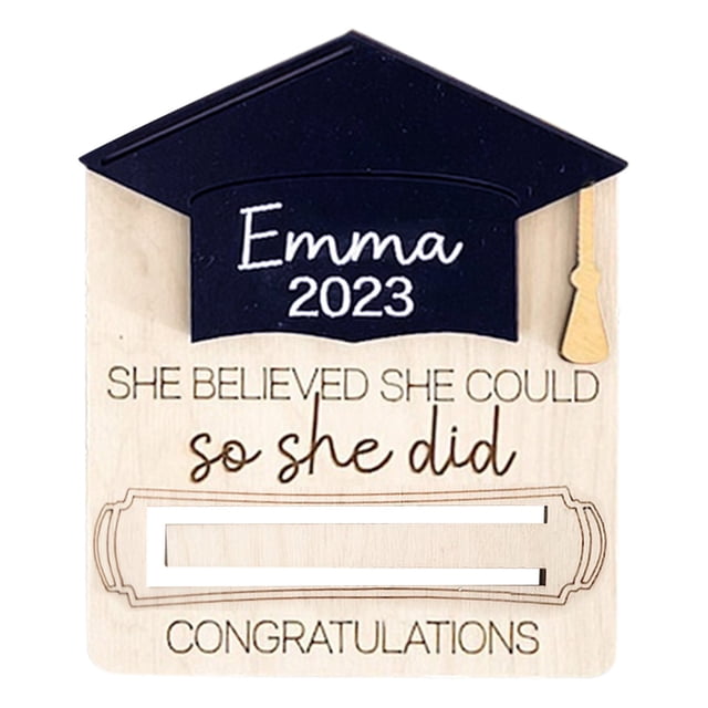 Fiudx Cartera de Madera para Graduación, Bandeja Personalizada para Dinero, Idea de Regalo Creativa, Decoración para Fiesta de Graduación, Portamonedas Único, Escuela Secundaria, Universidad, Enferme
