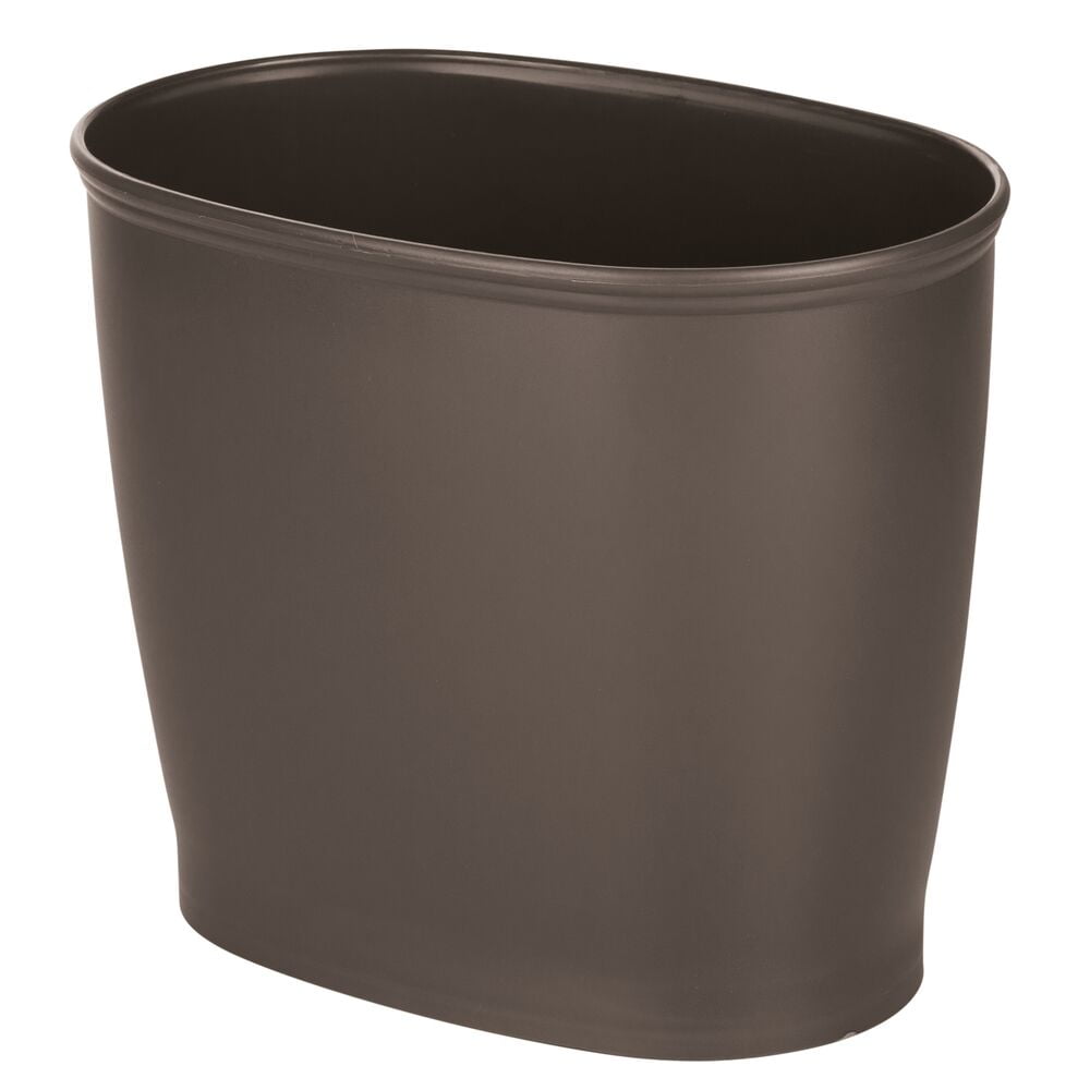 mDesign Small Plastic Oval Trash Can Garbage Wastebasket Espresso