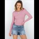 thumbnail image 4 of Camisetas de Larga para Mujer, Tops Ajustados de Punto Acanalado, Conjuntos de Otoño, Camisetas Informales, Ropa Interior, Ropa Interior, Rosa L, 4 of 8