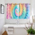 thumbnail image 3 of Colorful Tie Dye Kitchen Curtains Short 54 Inch Length, Rainbow Ombre Abstract Pattern Art Grommet Top Bedroom Living Room Curtains, Light Filtering Cafe Curtain Drapes 2 Panels Set 84''x54'', 3 of 9