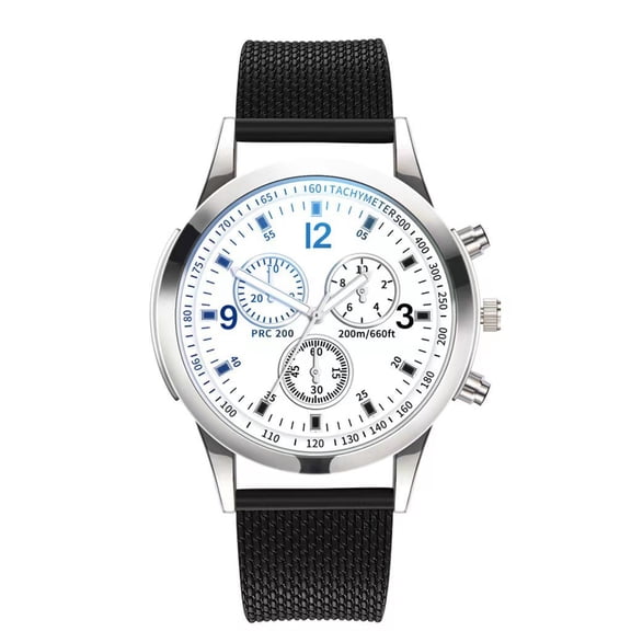 Resicozy Watches for Men Casual Big Face Watch Stainless Quartz Dress Watch Multifunction Watches Black with White Face#1