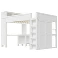 thumbnail image 5 of MODERNLUXE Wood Queen Size Loft Bed with Desk and Wardrobe, Storage Shelves and USB Charging, White, 5 of 13