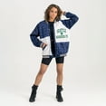 thumbnail image 4 of Women's Gameday Couture  Navy Seattle Sounders FC Refined Rivalries Rhinestone Raglan Full-Snap Varsity Bomber Jacket, 4 of 7