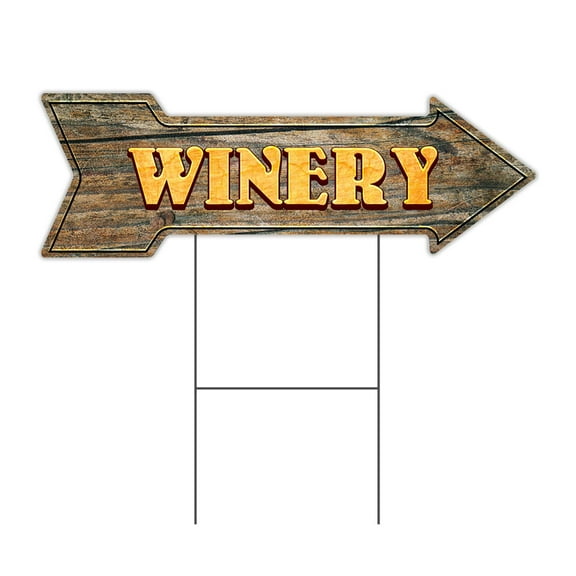 SignMission C-ARROW10-999544 10 x 30 in. Corrugated Plastic Single Sided Arrow Sign - Winery