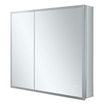 Bathroom Medicine Cabinet, Aluminum, Recessed/Surface Mount, 30" x 36", 2 Door, Mirrored w/LED
