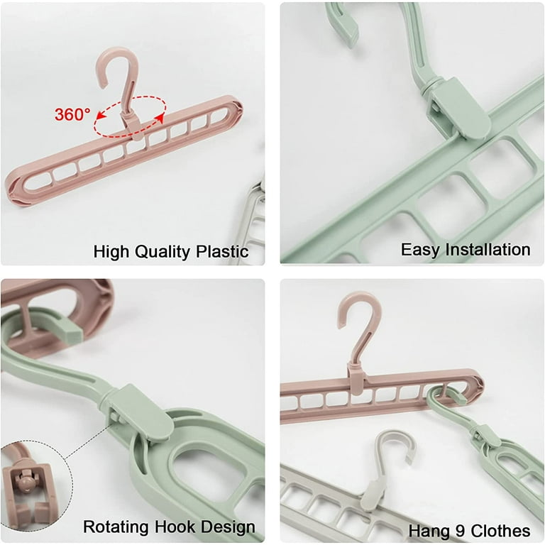 1pc Multifunctional Rotatable Clothes Hanger, Non-Slip Triangle 9 Holes  Plastic Clothes Hanger, Space Saving Folding Magic Hook For Closet  Organizer