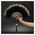 thumbnail image 3 of Feather Folding Fan Sweet Girl Dark Court Dance Hand Fan with Pendant Photography Props Wedding Party Decoration, 3 of 7