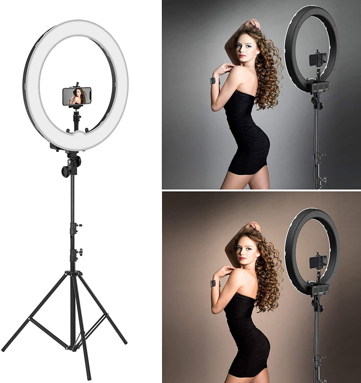 Ring Light Kit 17" 55W 5500K Dimmable LED Ring Light, Light Stand, Carrying Bag for Camera,Smartphone,YouTube,Self-Portrait Shooting