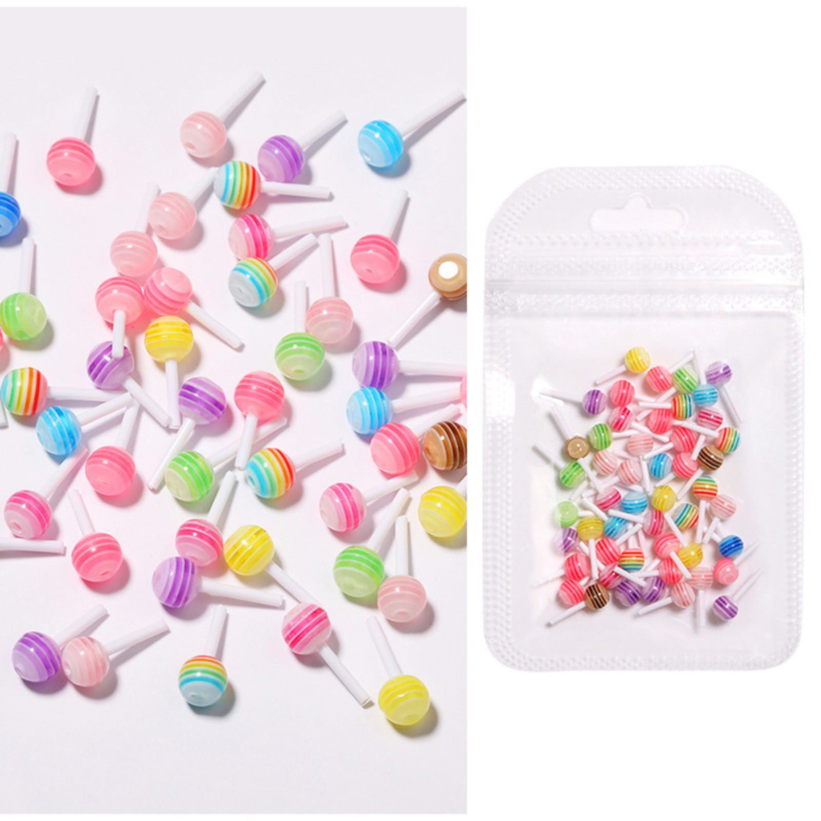 Negj 50pcs 3D Gummy Candy Nail Charms Colorful Sugar Gummie Candy Lollipop Cute Kawaii 3D Nail Art Charms for Nail Art Designs DIY Crafting Accessories