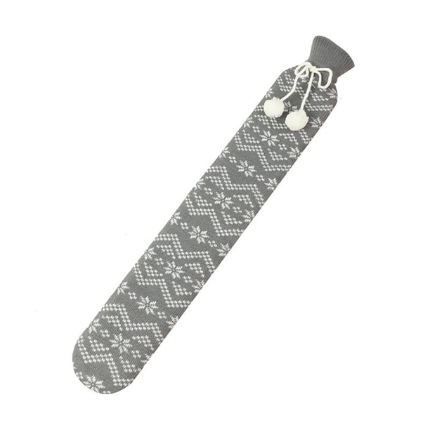 Ounissouiy Botella de agua caliente con manga larga reutilizable para niños, calentadores de manos para el hogar de Navidad, bolso de relleno a prueba de Suministros térmicos Copo de nieve gris 2L Ounissouiy HA071685-09