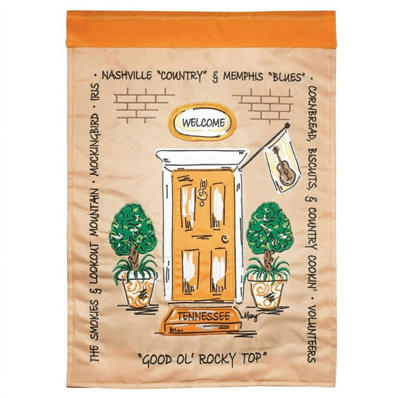 Magnolia Gardens M011159 13 x 18 in. Tennessee Front Door Double Applique Garden Flag