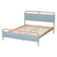 thumbnail image 3 of Baxton Studio Mateo Baby Blue Fabric and Natural Wood Queen Size Platform Bed, 3 of 9