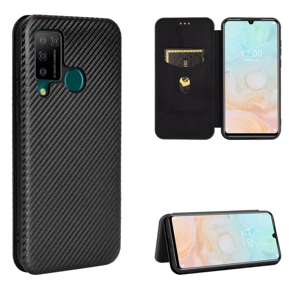 For DOOGEE N20 Pro Carbon Fiber Texture Horizontal Flip TPU PC PU Leather Case with Card Slot