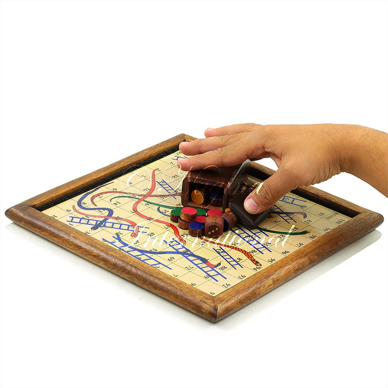 Hand Crafted Mango Wood Ludo Board Game, 'Strategic Challenge