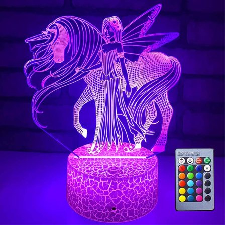 YSITIAN 3D Unicorn Night Light for Kids Bedroom,16 Colors Unicorn 3D Illusion Night Light lamp with Remote Unicorn Toys Light as Birthday Gifts for 1 2 3 4 5 YT05-141