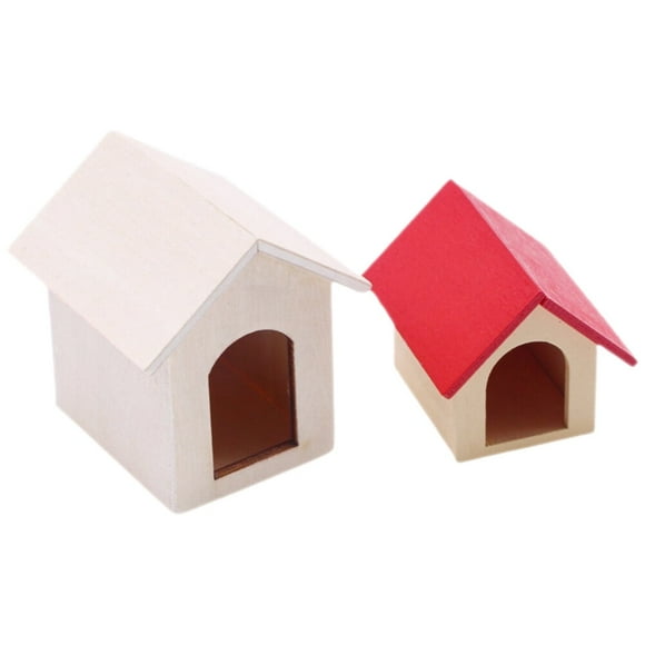 2pcs Doll House Miniature Dog Kennels Small Puppy House Toys Dollhouse Decorations for Kids