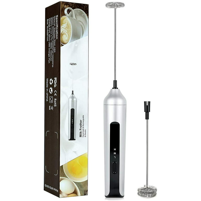 Electric Milk Frother Handheld Whisk Rechargeable Battery Automatic Foam  Maker 