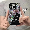 thumbnail image 4 of Designed for iPhone Case,Luxury Glitter Bling Rhinostone Butterfly Pattern Silicone Shockproof Cover Phone Case (iPhone 13 Pro,Black), 4 of 4