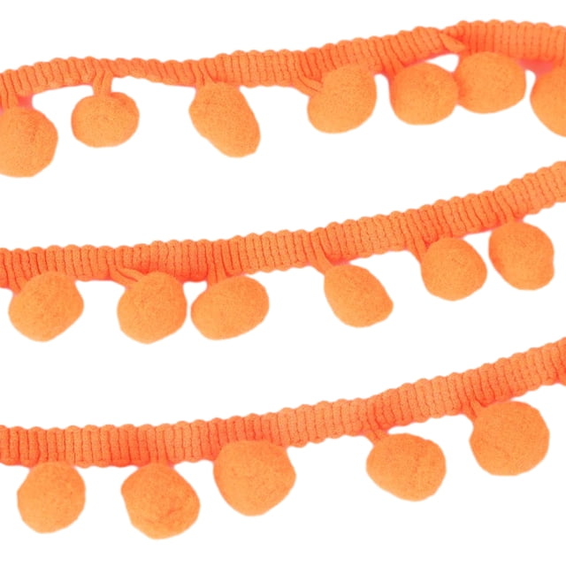 fastboy Add Touch Of Elegance To Sewing Projects Multiple Colors Available Pom Trim Ball Fringe Ribbon Fluorescent Orange
