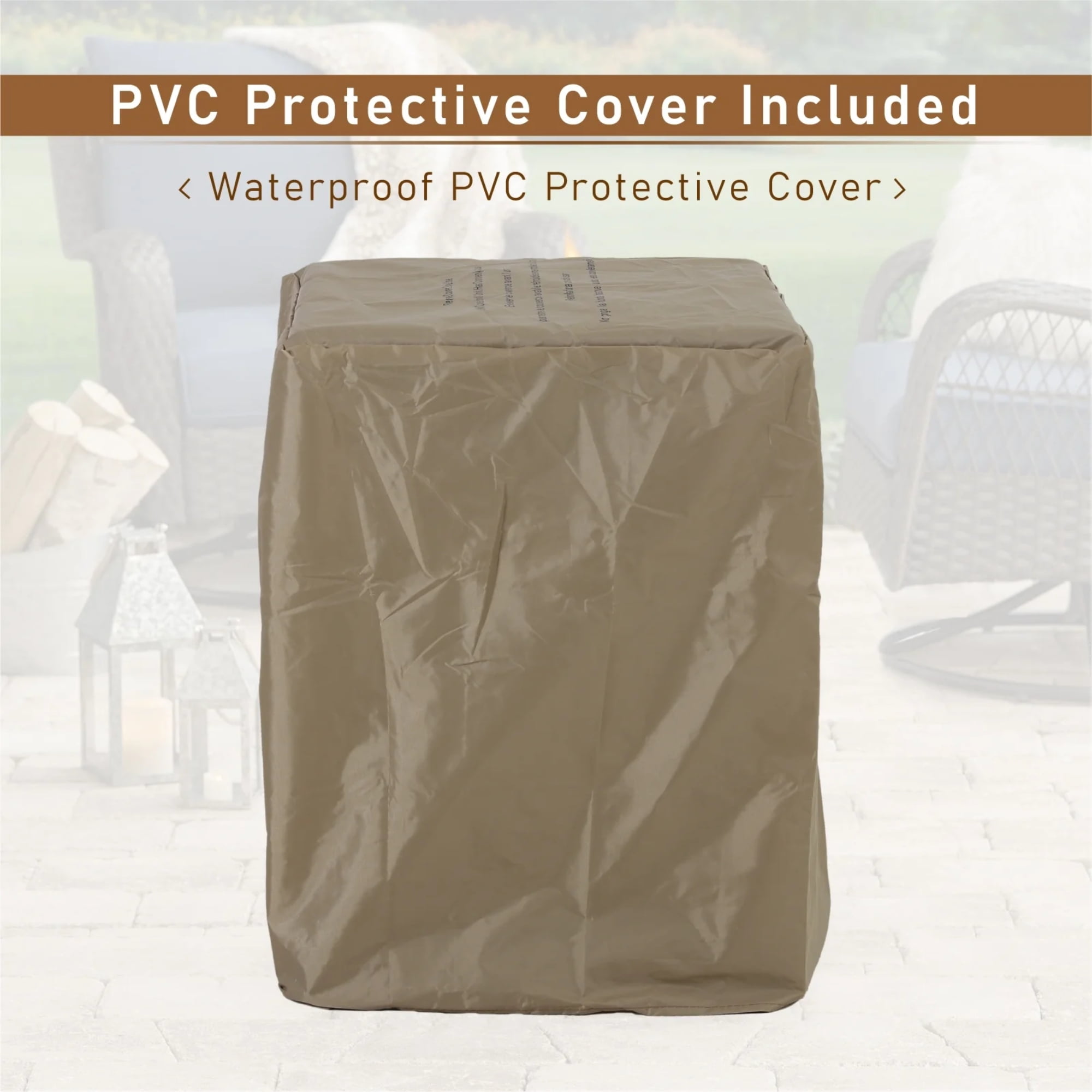 MF Studio 18" Outdoor Patio Propane Gas Fire Pit Column with Waterproof Cover & CSA Certificate, 30,000 BTU