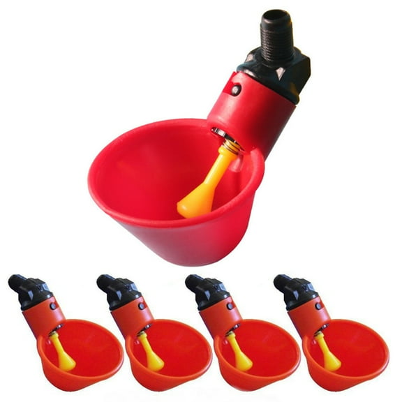 5PCS Chicken Water Cups, Removable Automatic Plastic Thickened Chick Drink Bowl for Poultry Chicken Goose Duck Quail Pigeon Turkey Rabbit