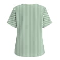 thumbnail image 5 of Yrmaups Loose Fit Short Sleeve T Shirt for Women Plus Size, Square Neck Button Down Blouse, Striped Casual Tee, Soft Stretch Top for Beach Travel Office Daily Wear, Army Green L, 5 of 8