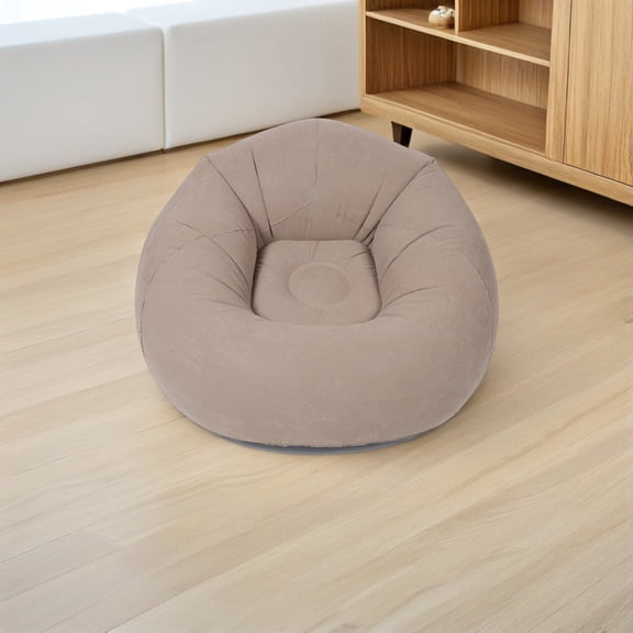 OULII Adult Inflatable Bean Bag Chair Coffee Color Lightweight for Outdoor Bbqs and Lounging
