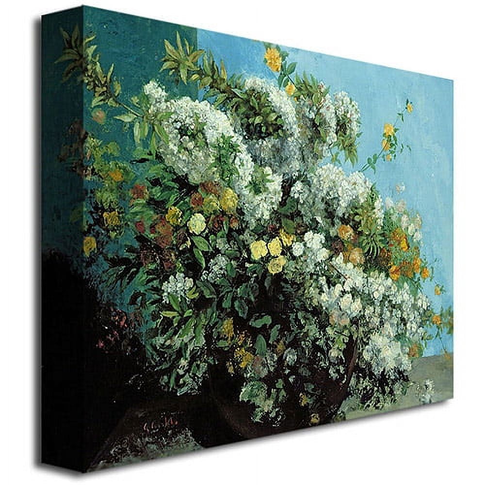 Trademark Fine Art "Flowering Branches And Flowers" Canvas Wall Art by Gustave Courbet