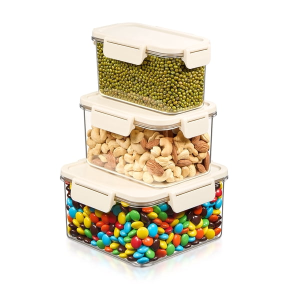 Sorbus 3-Pack Assorted Size Standard Airtight Food Storage Containers – Clear Pantry Organizer