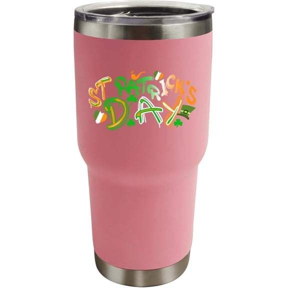st patrick''s day Tumbler 30 oz Tumbler Pink Tumbler with Lid and Straw Insulated Tumbler Stainless Steel Tumblers Funny Gift