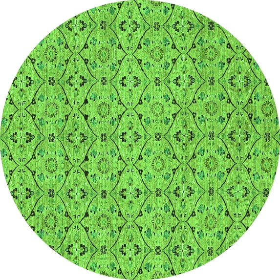 Ahgly Company Indoor Round Abstract Green Modern Area Rugs, 8' Round
