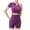 Purple, variant on Workout Sets for Women Short Sleeve Slim Crop Tops and High Waist Biker Shorts Summer Activewear