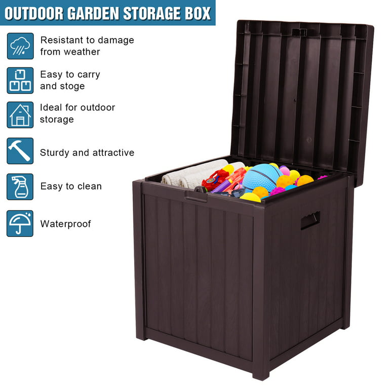 enyopro 51 Gallon Garden Storage Box, Deck Box Storage Containers for  Furniture Cushions, Tools and Water Toys, Small Deck Box with Lid,  Waterproof and Lockable, JA3245 